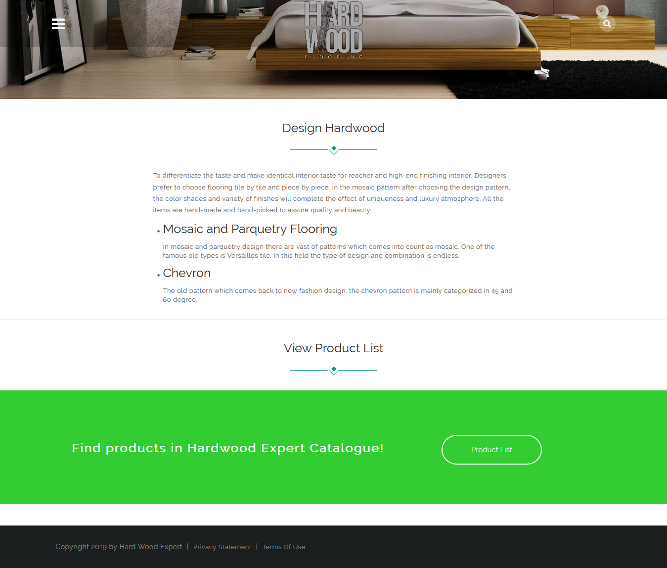 تصویری از صفحه معرفی انواع محصولات شرکت Hard WoodEx امریکا