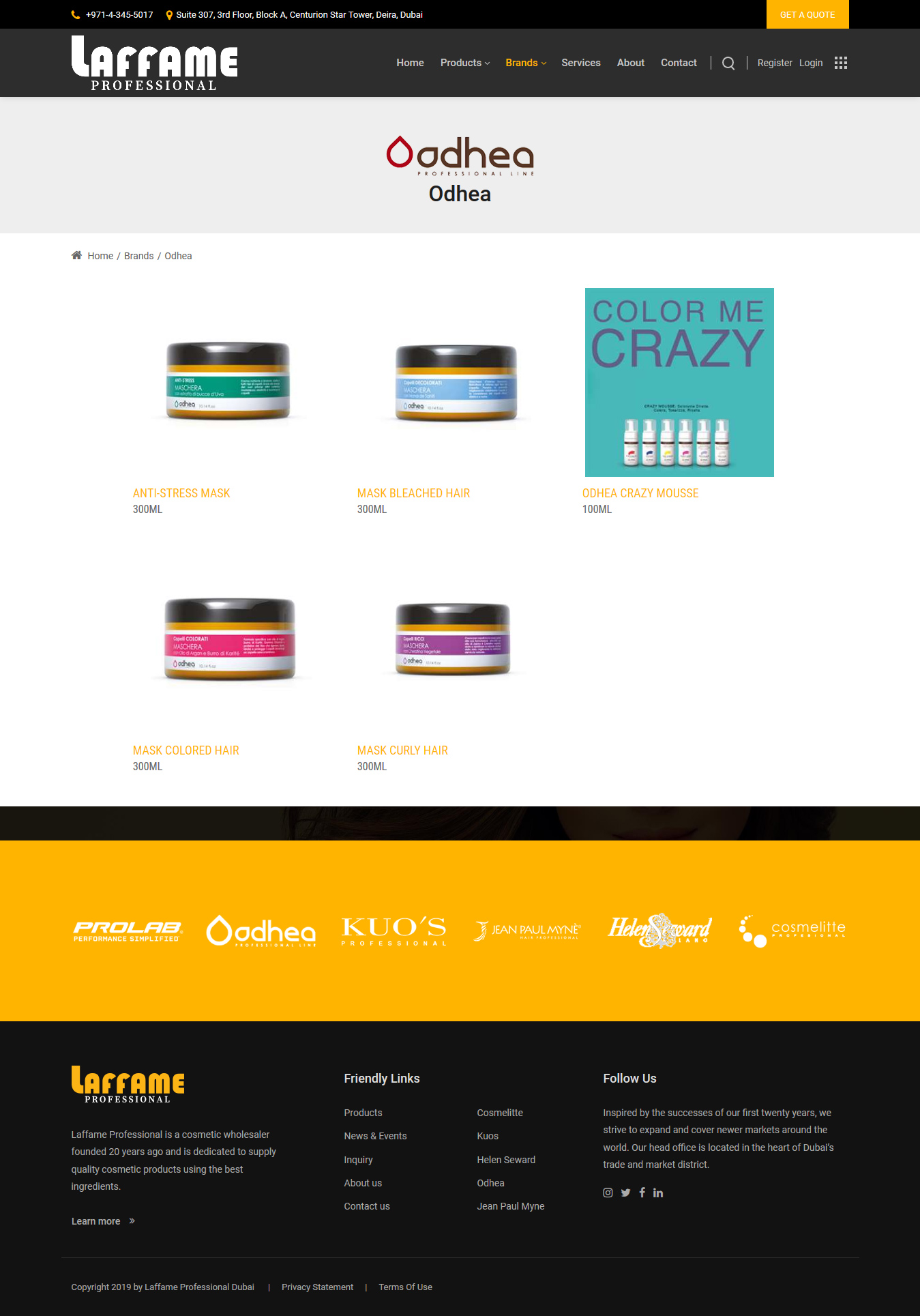 تصویری از صفحه فهرست محصولات بر اساس برند منتخب Laffame Professional‌ دوبی