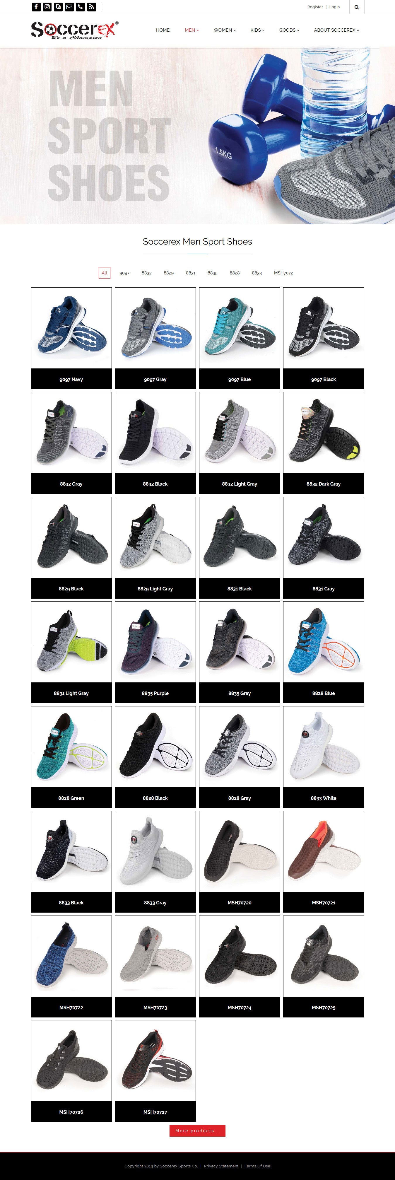 تصویری از صفحه کفش‌های ورزشی فروشگاه پخش پوشاک و لوازم ورزش Soccer Ex دوبی