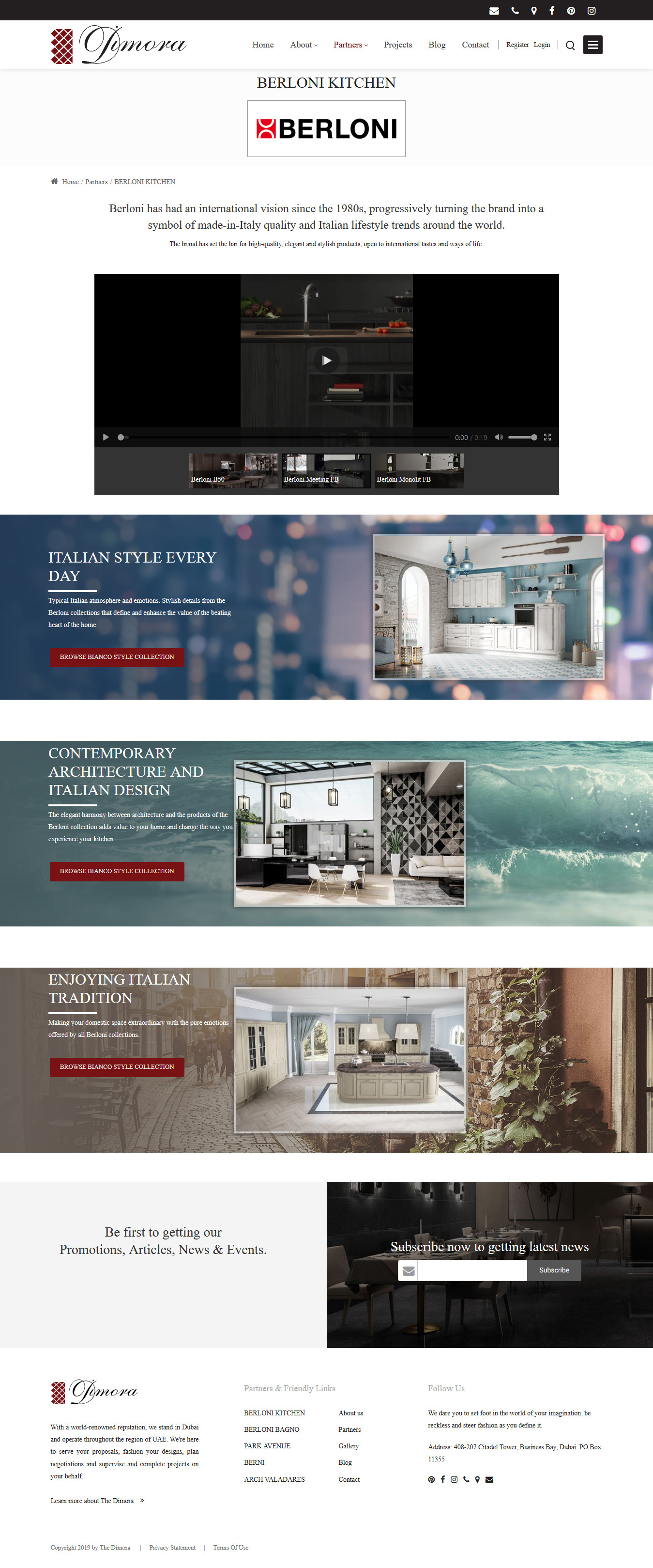 تصویری از صفحه نمایندگی برند برلونی شرکت معماری و طراحی داخلی The Dimora دوبی