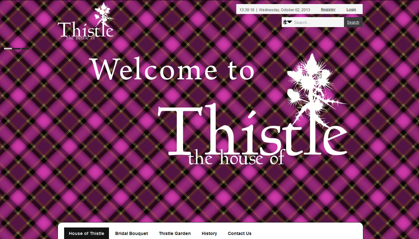تصویری از صفحه نخست وب‌سایت خانه گل تیستل The House of Thistle ابوظبی